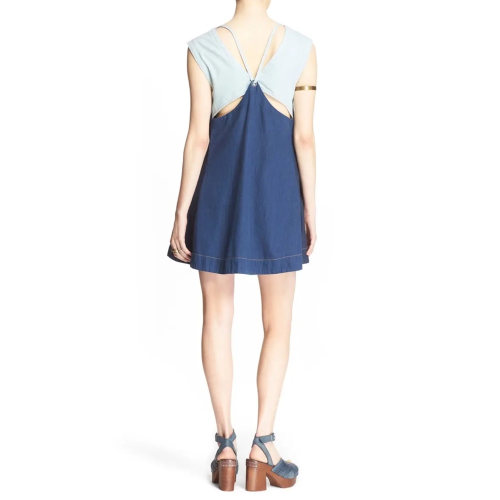 Free People Chambray Pastel Shift Dress
